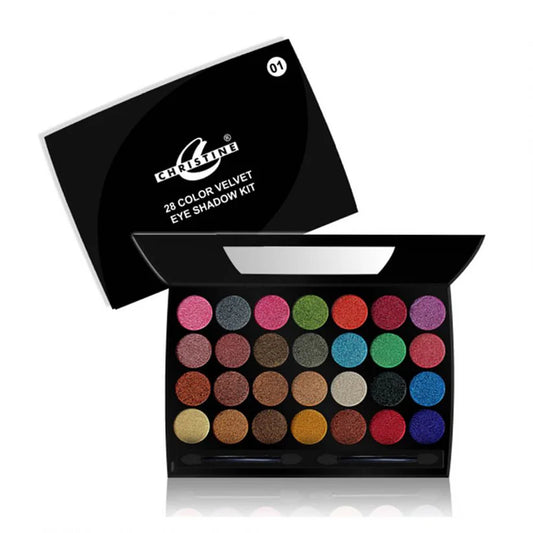 Christine 28 Colors Velvet Eyeshadow Shade 01